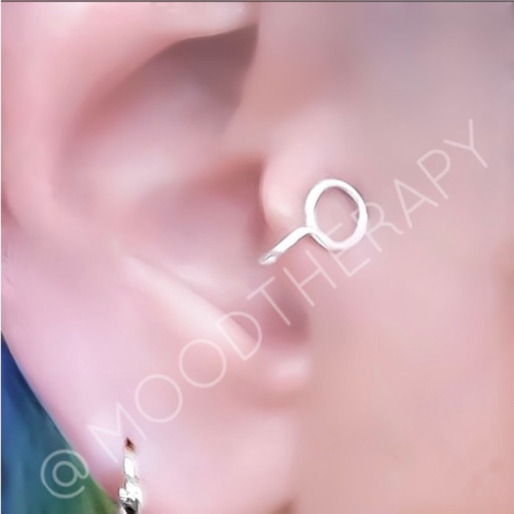 3 x open circle fake/faux clip on adjustable cartilage tragus ear cuff earring